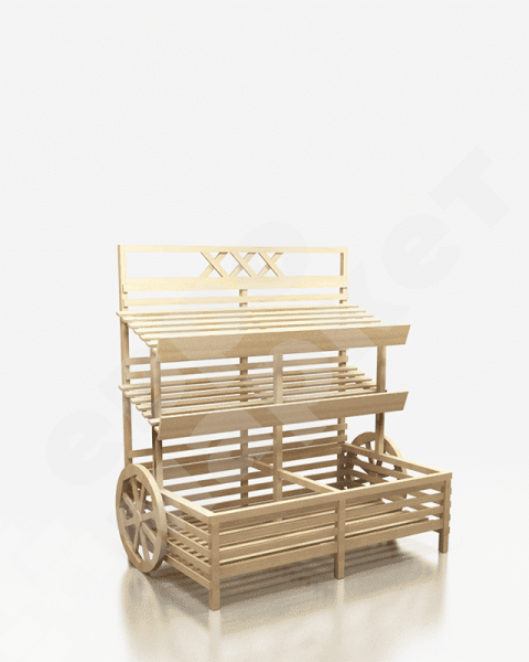 Арт. F009. Овощной развал-телега с накопителем и двумя полками EM-02.109.000 СБ