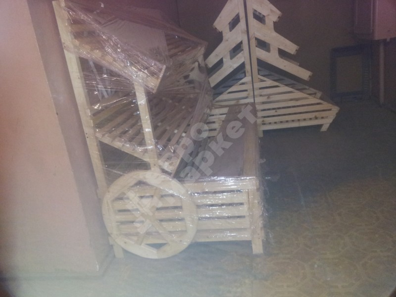 Арт. F009. Овощной развал-телега с накопителем и двумя полками EM-02.109.000 СБ