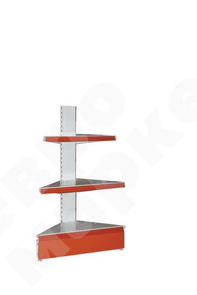 Низкий торговый стеллаж для внешних углов