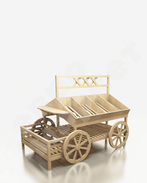 Арт. F008. Развал для овощей островной в виде телеги EM-02.108.000 СБ