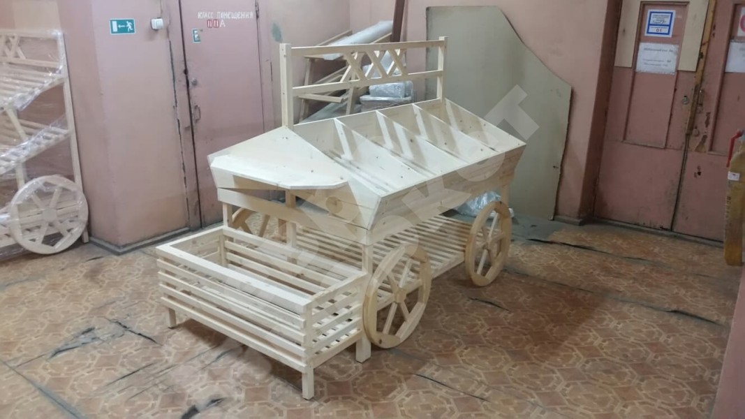 Арт. F008. Развал для овощей островной в виде телеги EM-02.108.000 СБ