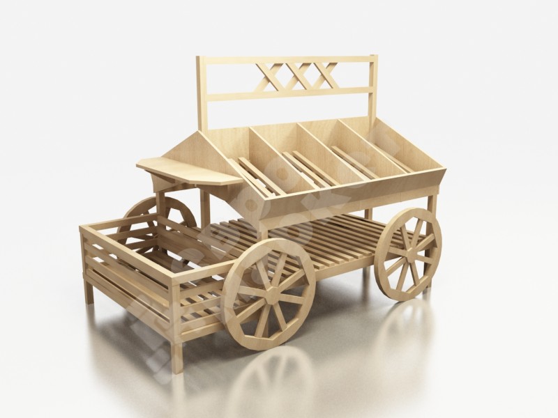 Арт. F008. Развал для овощей островной в виде телеги EM-02.108.000 СБ