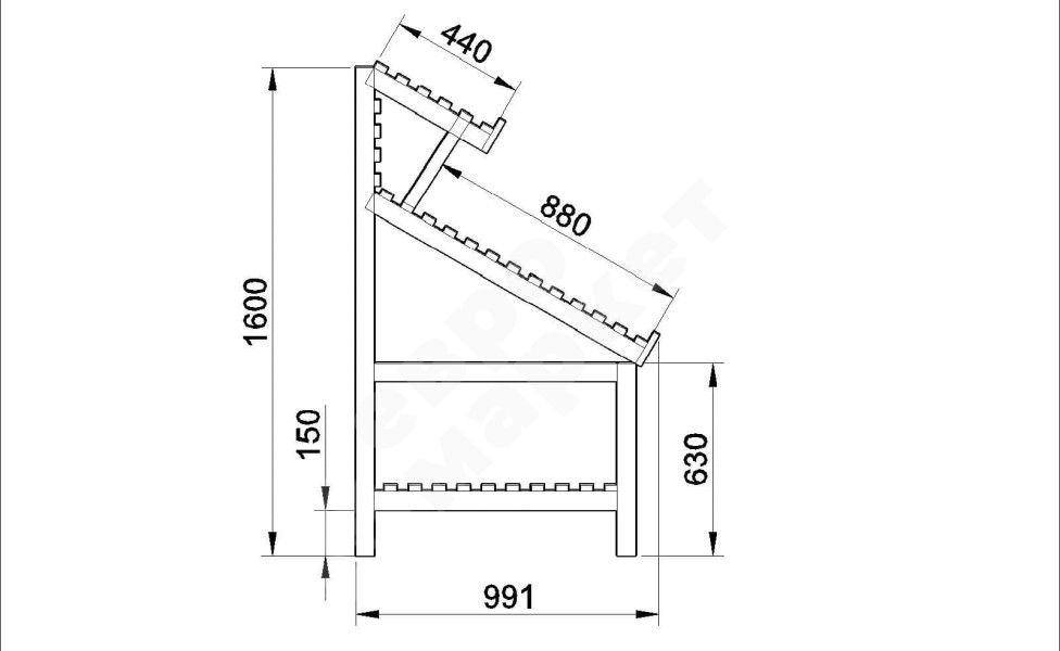 Овощной развал с дополнительной полкой и выдвижной корзиной EM-02.103.000 СБ