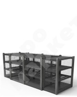 Островной стеллаж сетчатый с декоративными накладками из массива