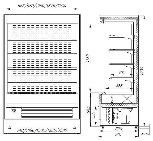 Горка холодильная Carboma FС 20-07 VM 1,3-2 0430 (Cube 1930/710 ВХСп-1,3 INOX)