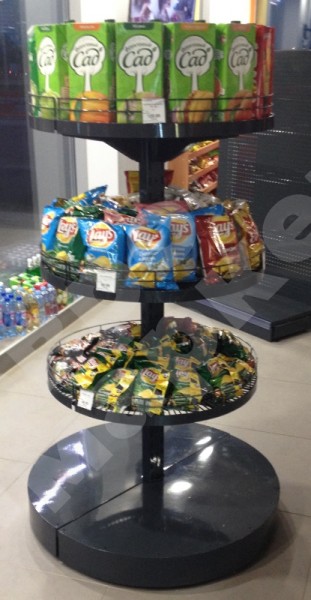 Стеллаж с круглыми сетчатыми полками