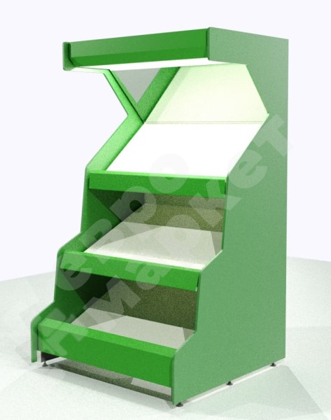 Овощной стеллаж с боковинами ЛДСП, зеркальным фризом с подсветкой