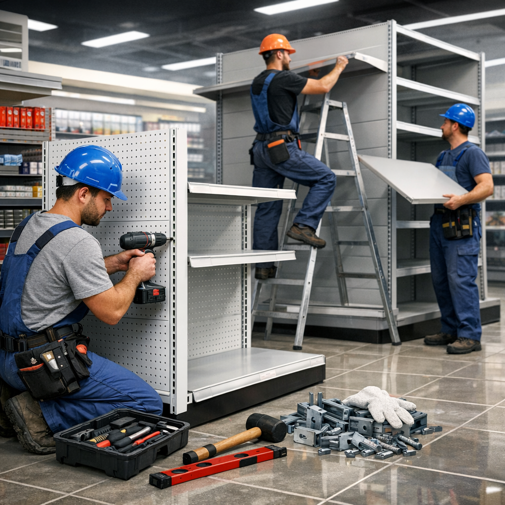 Монтаж торговых стеллажей